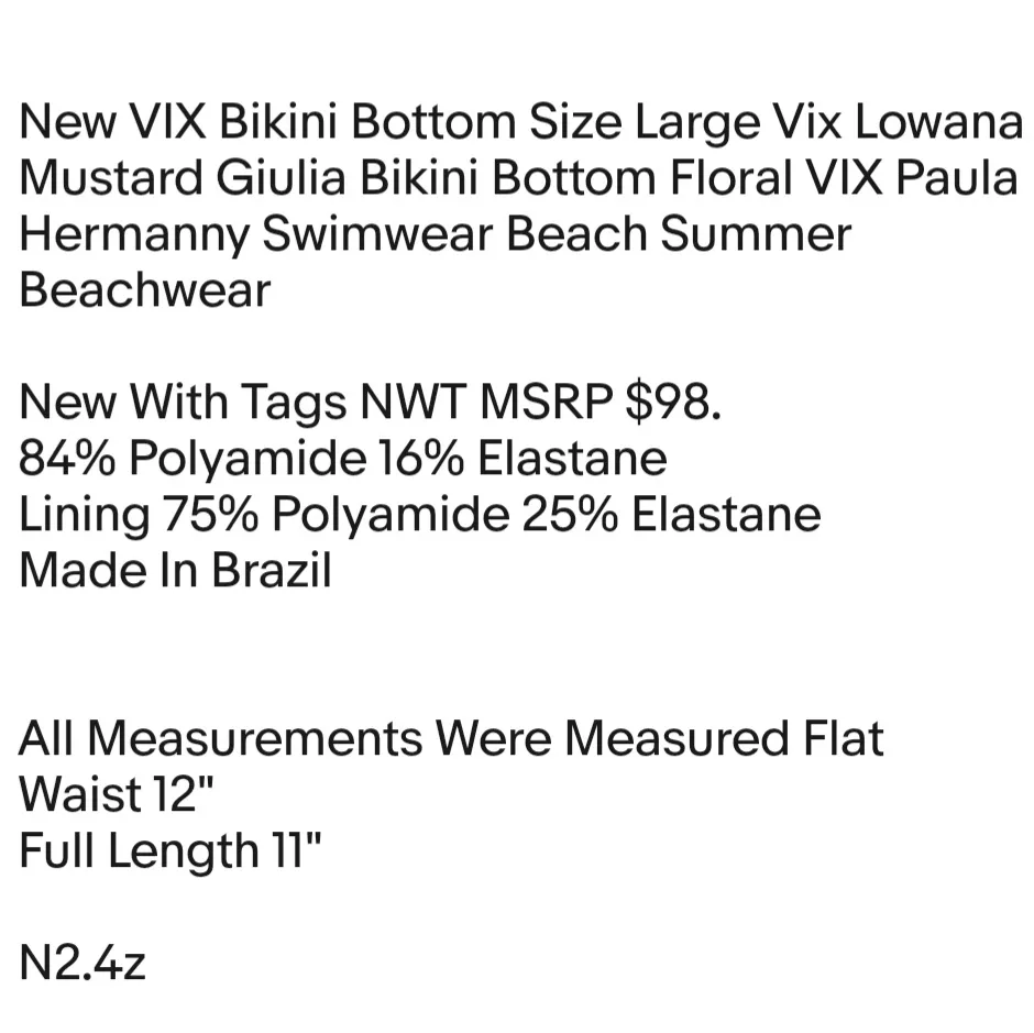 New VIX Bikini Bottom Size Large Vix Lowana Mustard Giulia Bikini Bottom Floral VIX Paula Hermanny - Image 2