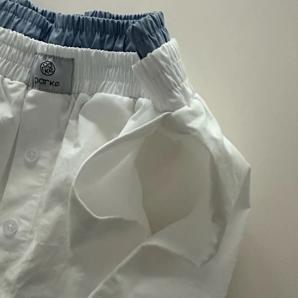 Parke Double Boxer Short White and Blue Small NWT - Image 5