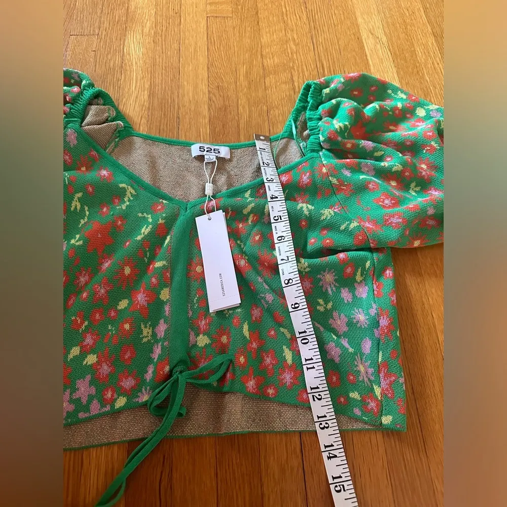 525 America Floral Puff Sleeve Sweater Top, Size L, NWT - Image 6