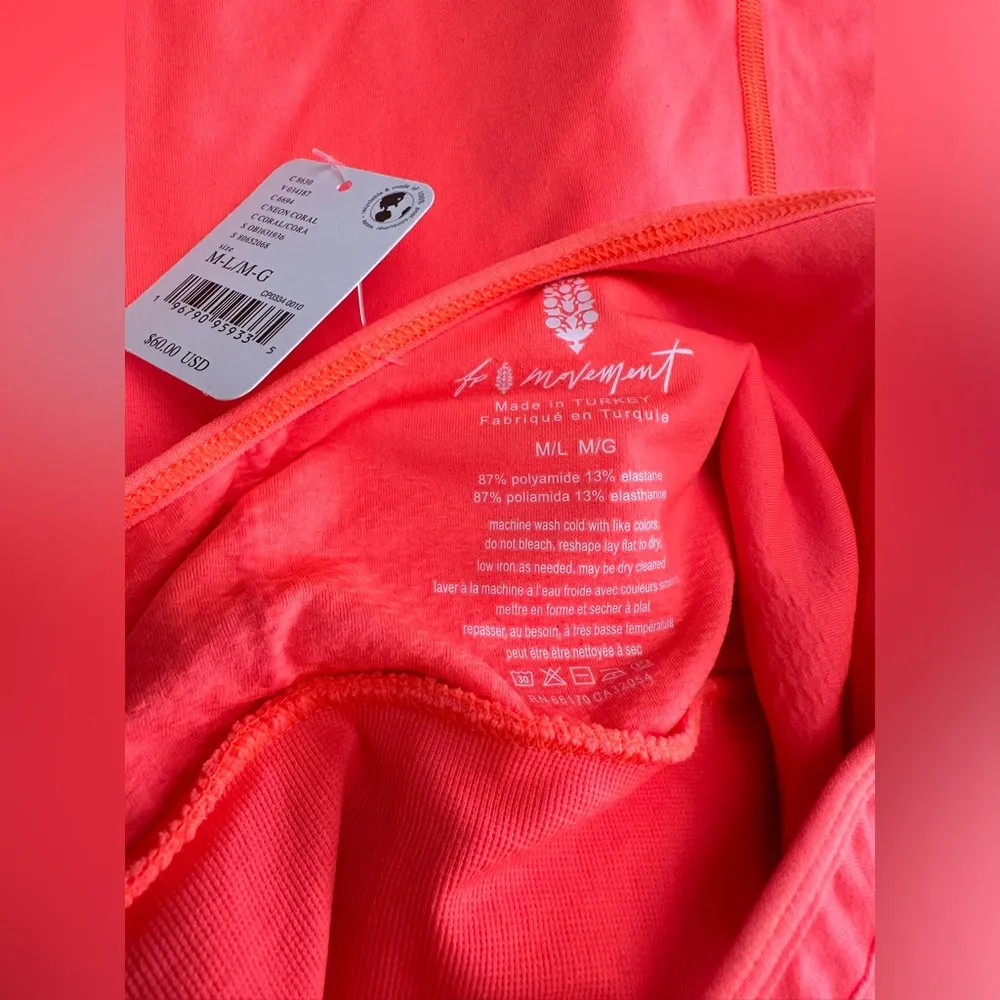Free People FP Movement Every Single Time Runsie size M/L NWT Neon Coral - Image 8