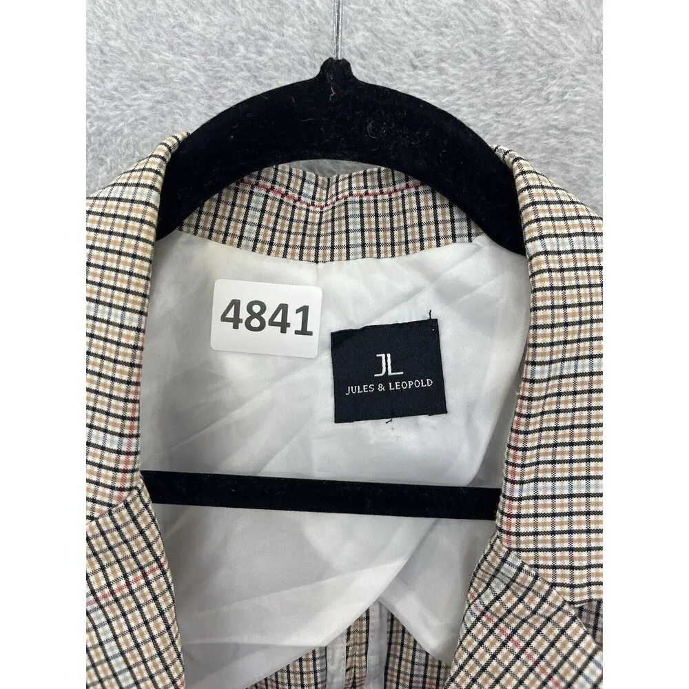 Jules & Leopold Womens Blazer Brown Check One Button 3/4 sleeve Medium - Image 7