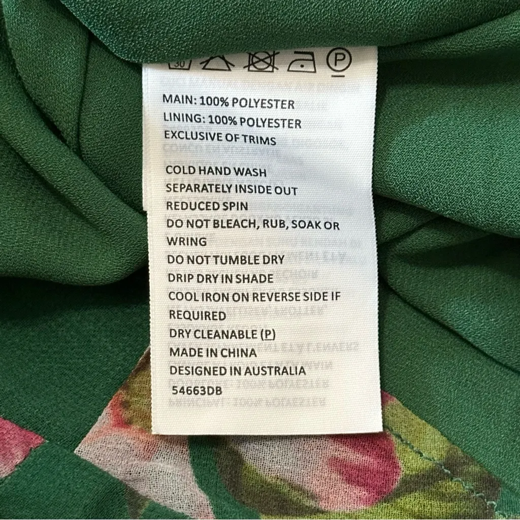 Bardot Women’s Size 4 XS Green Floral Bardot Bambi Flirty Long Sleeve Dress - Image 11