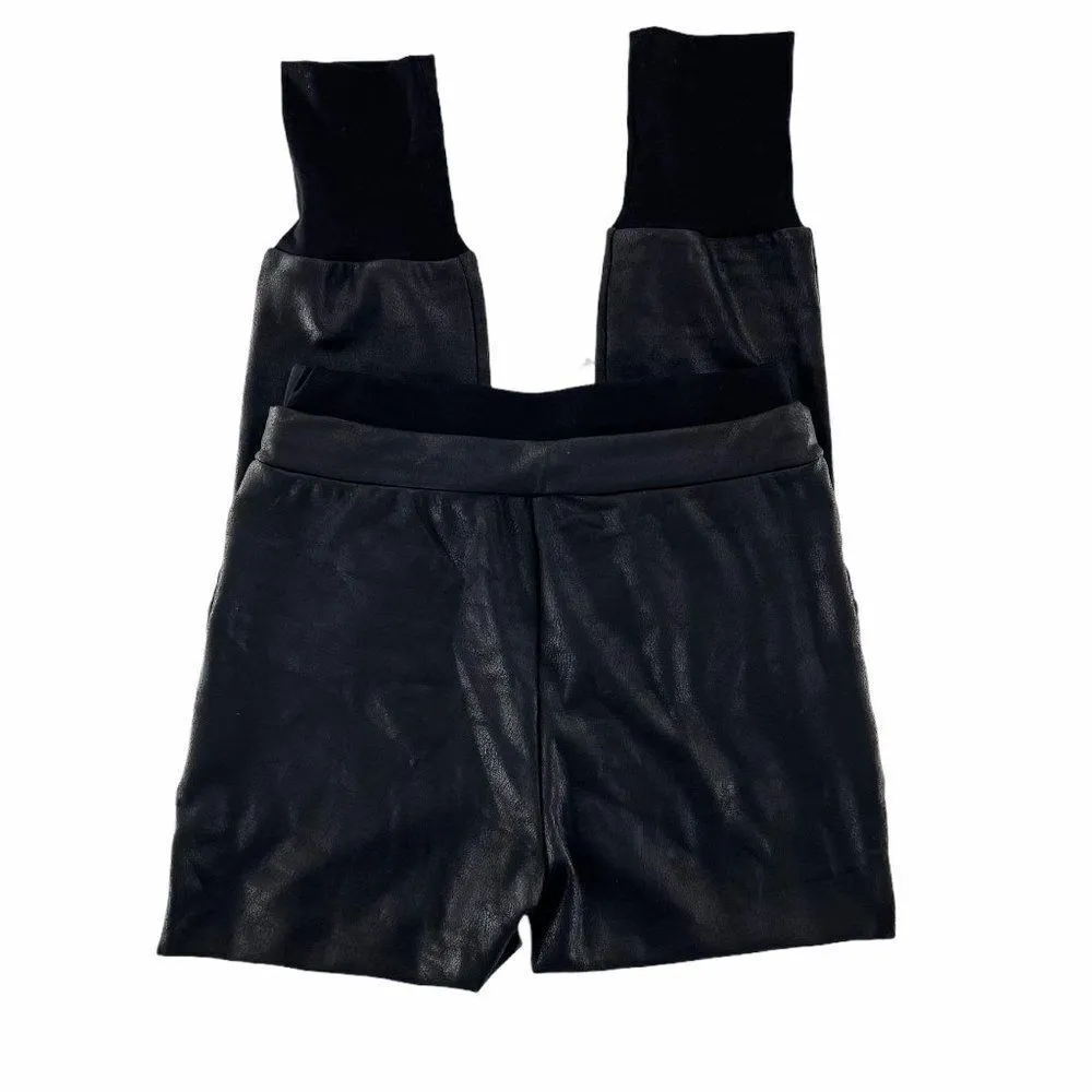 2/$30 Dance & Marvel Black Faux Leather Skinny Joggers Moto Pants M - Image 9