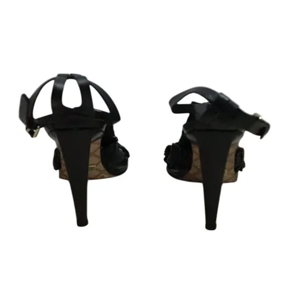 Lamb Womens Black Leather Adjustable Strap Stiletto‎ Ruffle look Sandals Size 7M - Image 5