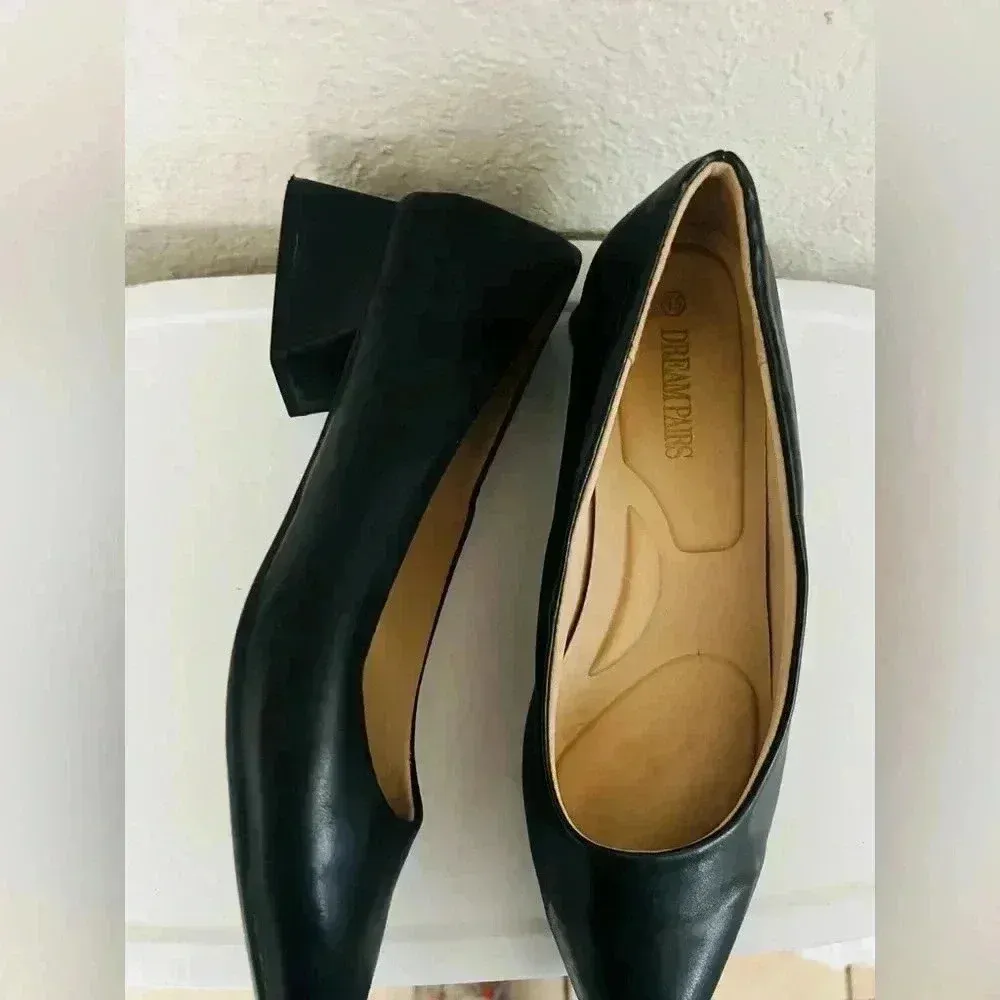 DREAM PAIRS Women's Chunky Heels Closed Toe Low Block Work Shoes Pointed Toe - Image 9