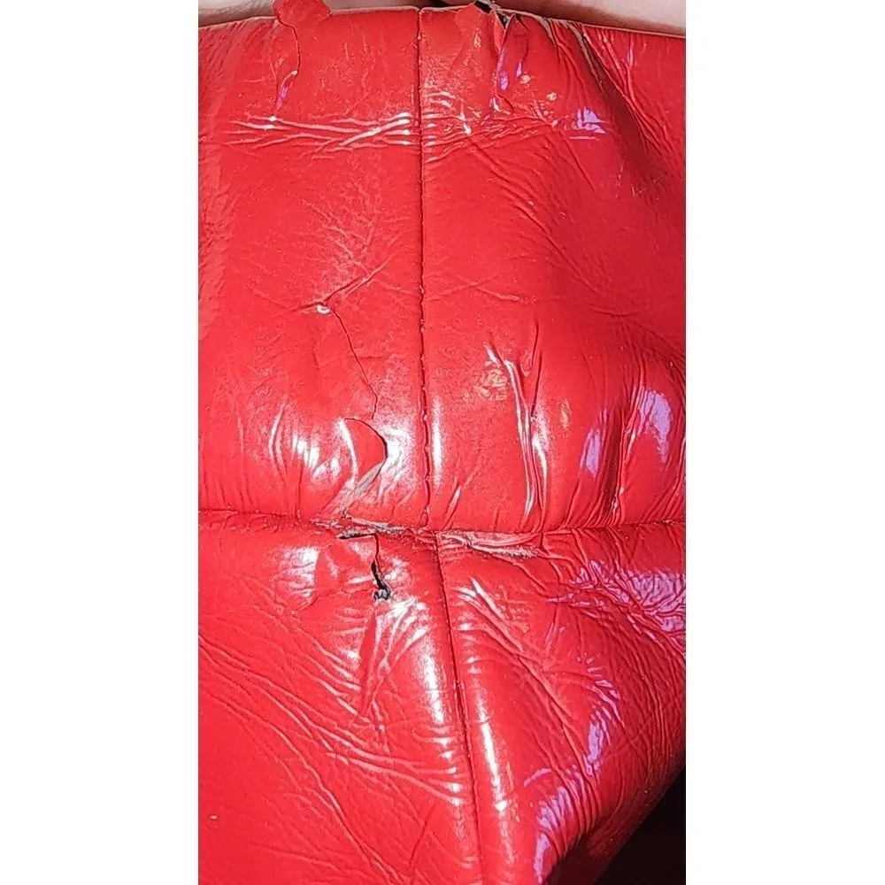 ZARA Red Patent Faux Leather Mini Skirt with Front Zip Trafaluc Collection Small - Image 3