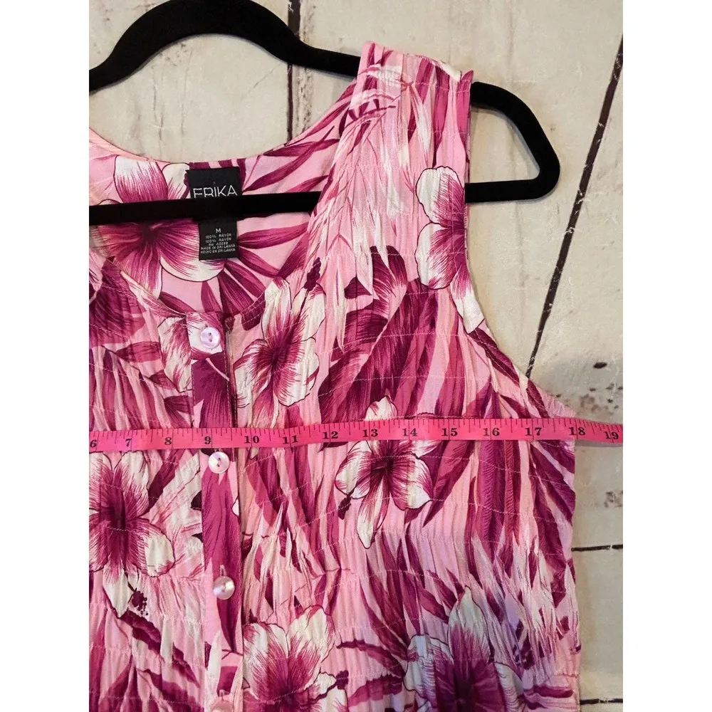 Erika Dress Midi Hawaiian floral Tropical 100% Rayon Size Medium - Image 2