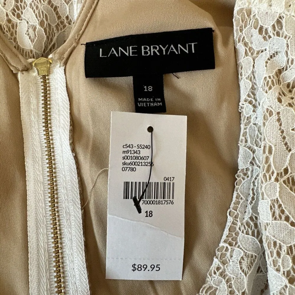 Lane Bryant Womens A-Line Fit Flare White Lace Dress Size 18 Fully Lined - Image 6