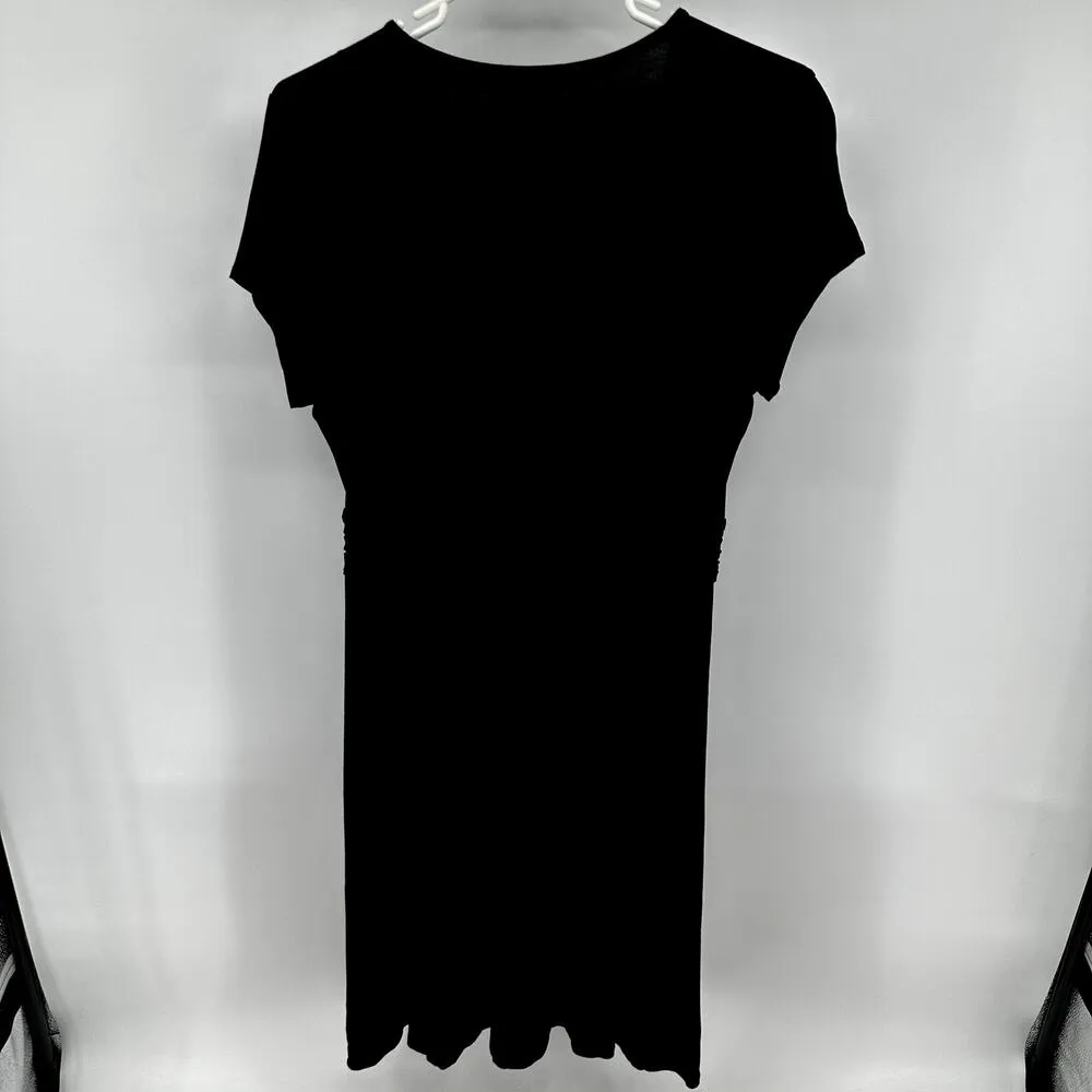 Boden Lola Dress Jersey Faux Wrap Knee Length Pockets Pleated Black 10R Size 10 - Image 5