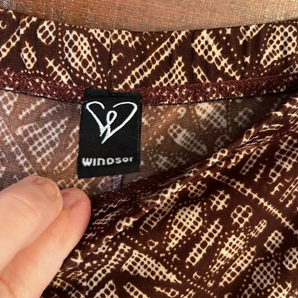 Seater Queen Boho Brown Geometric Flare Festival Pants small - Image 4