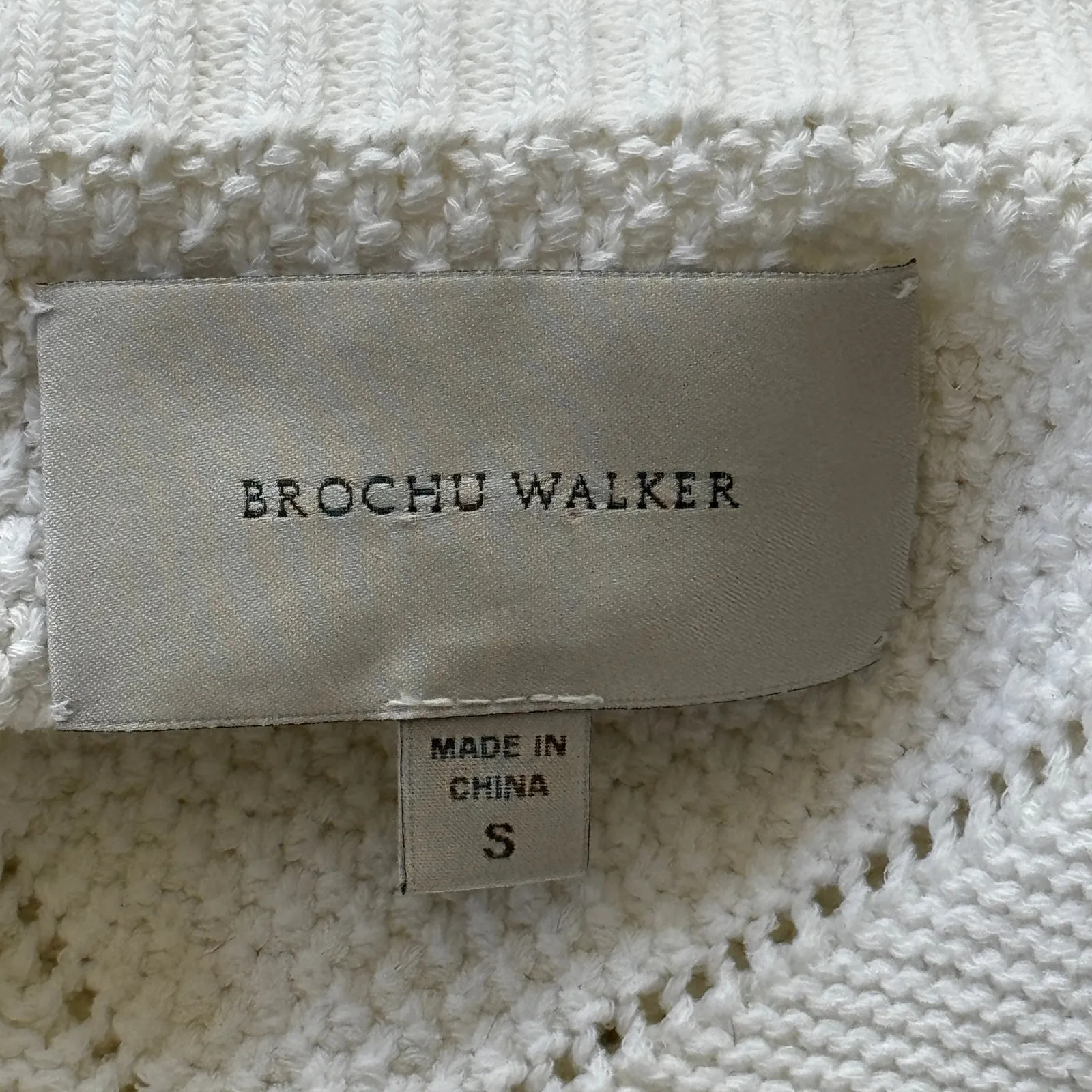 Brochu Walker Decker V-Neck Cotton-Blend Sweater White Size‎ Small - Image 11