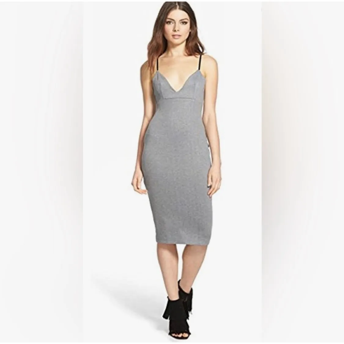 Misguided Gray & Black Bodycon Cocktail Party Dress From: Nordstrom Size 6 Small - Image 2