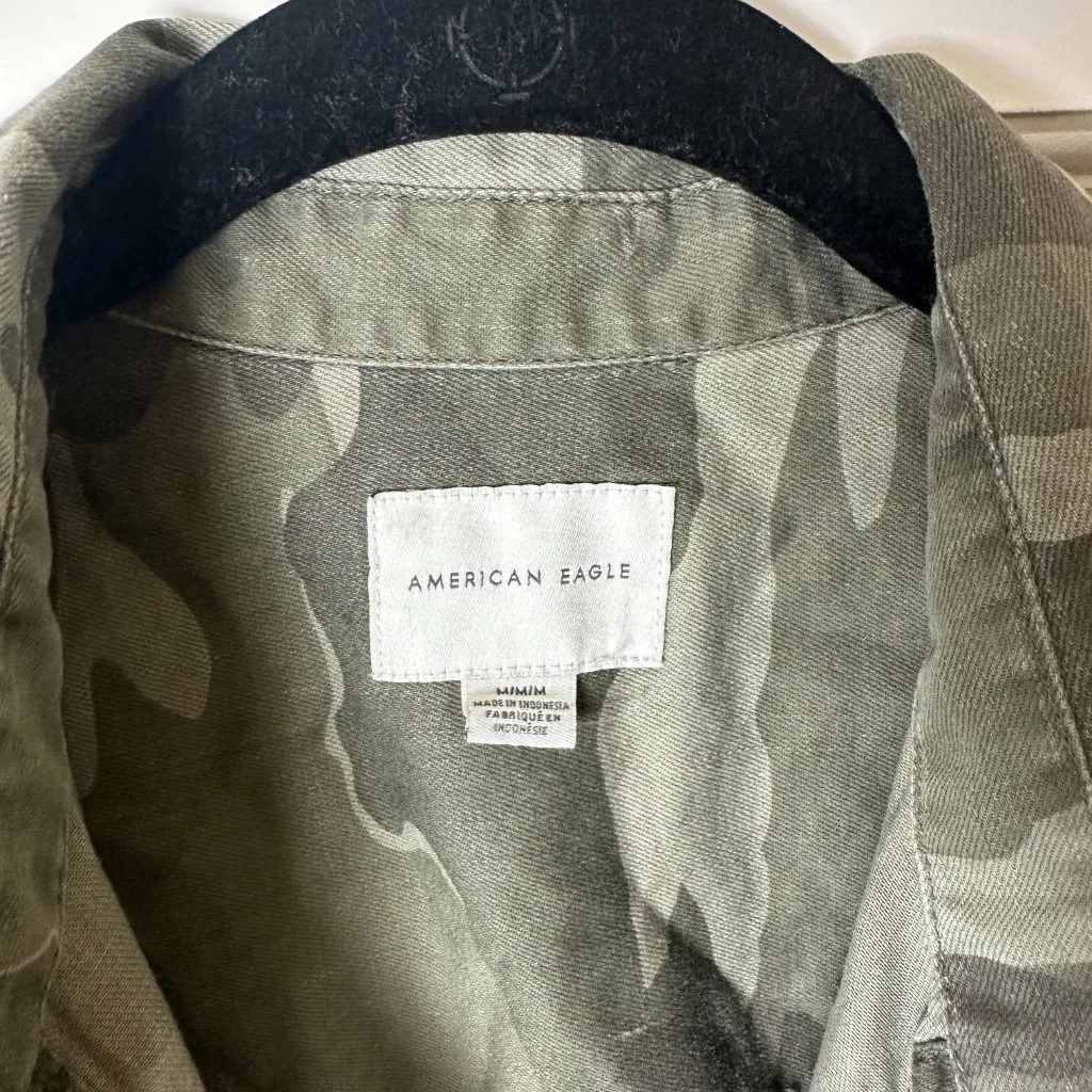 AMERICAN EAGLE Camo Camouflage Shirt Jacket Shacket Size Medium Green - Image 5