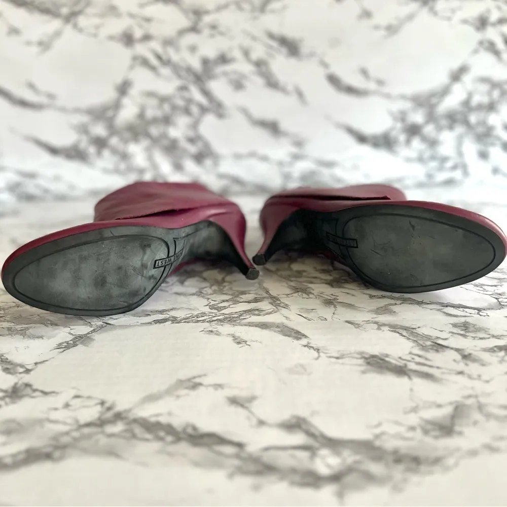 Nine West Zelman Booties Plum Purple Leather Heeled Almond Toe 8.5 - Image 12