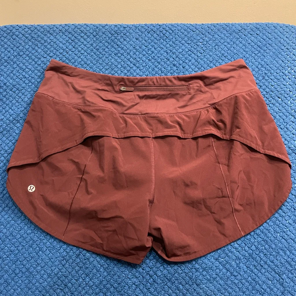 Lululemon Burgundy/ Maroon Speed up Shorts - Image 5