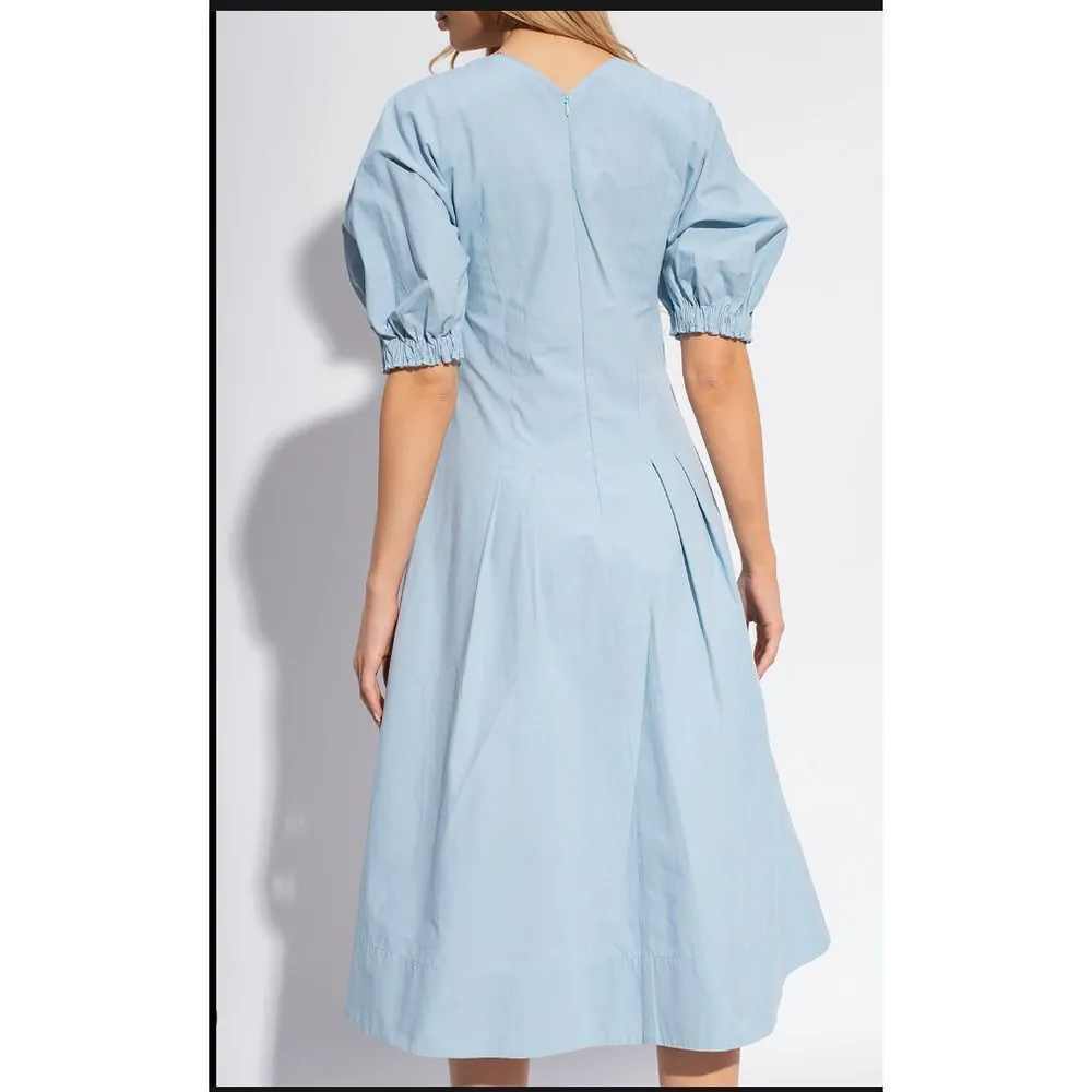Proenza Schouler White Label Balloon-Sleeve Cotton Dress Size 4 Light Blue - Image 2