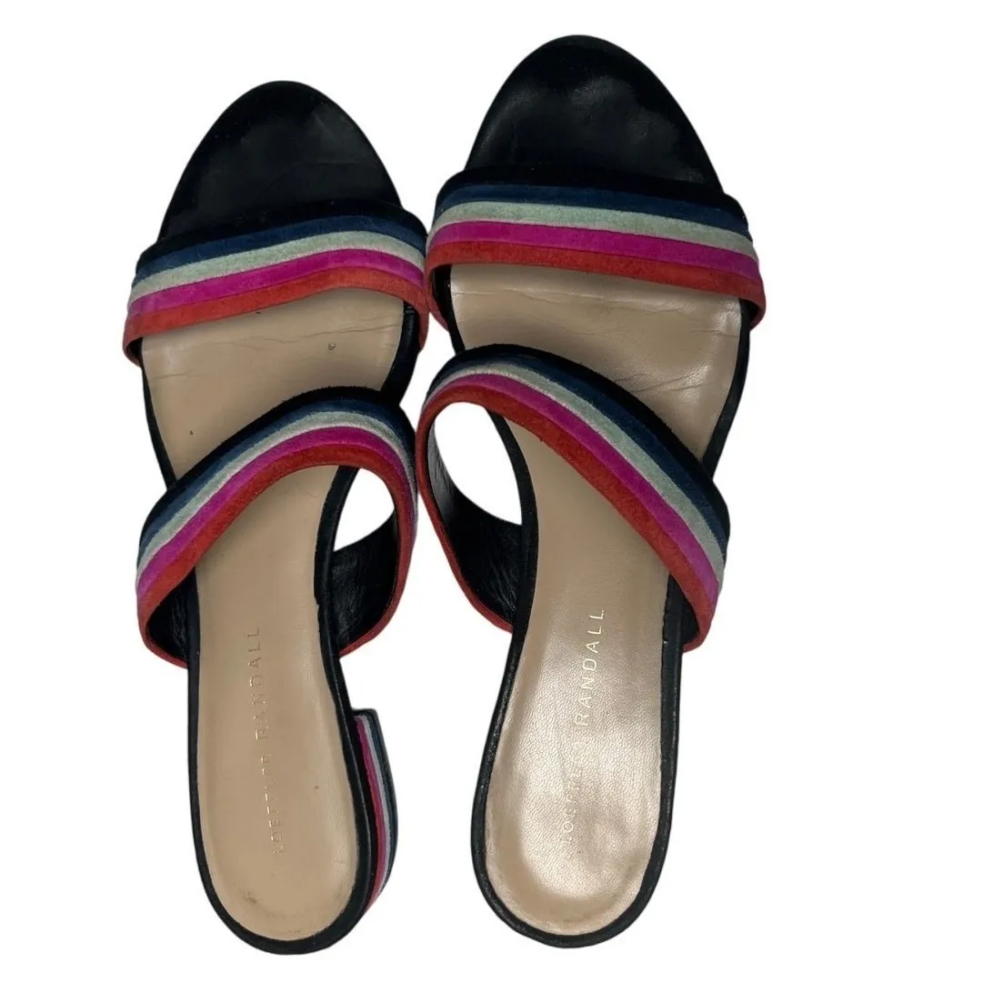 Loeffler Randall Suede Slide Sandals 8B Multicolor Striped Block Heel Sandals - Image 4