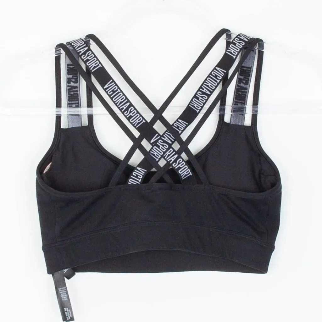 Victoria's Secret Sport Womens Criss Cross‎ Strappy Sports Bra Size S Black Gym - Image 3