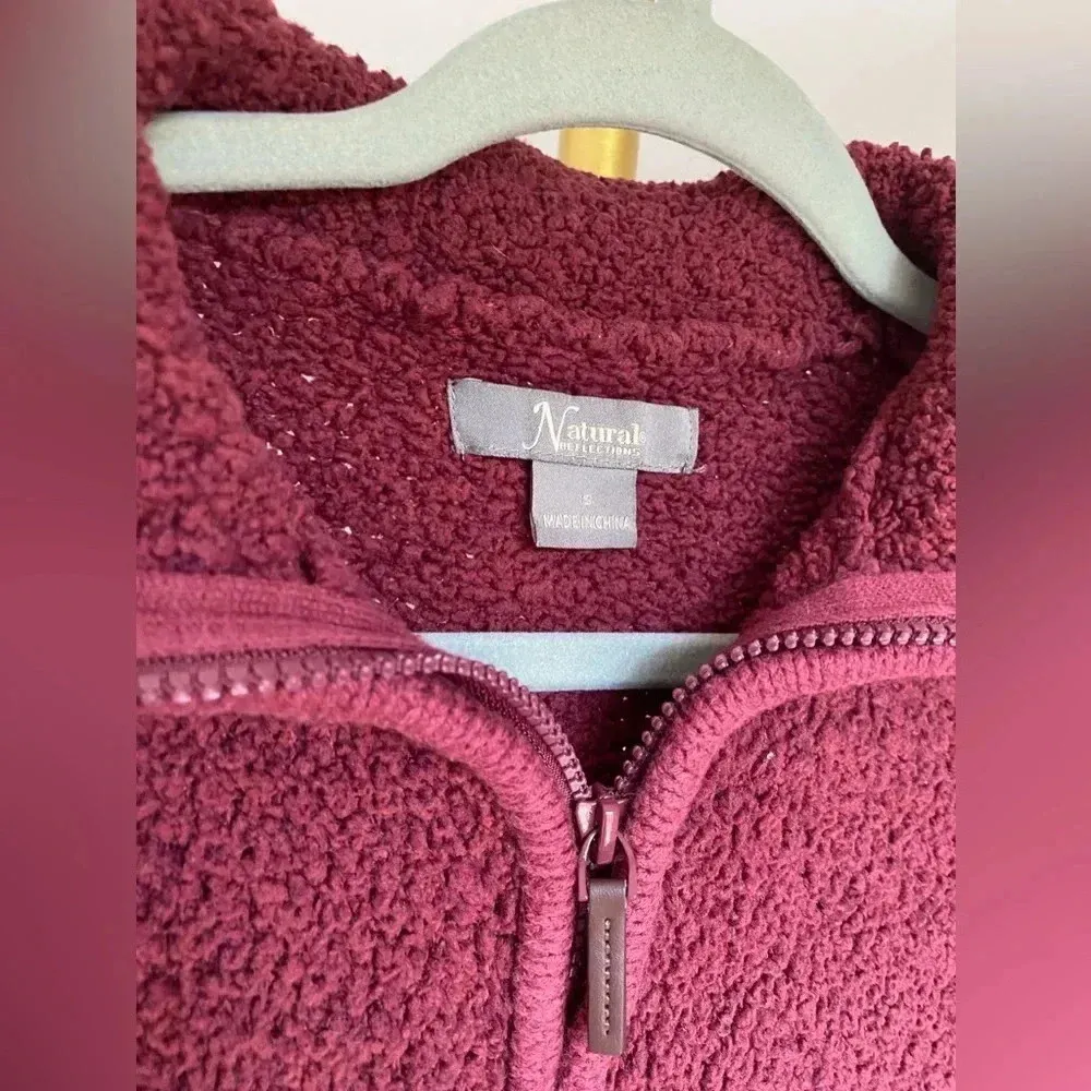 Natural Reflections Sherpa Fleece Pullover Oxblood Essential Cozycore Burgundy - Image 3