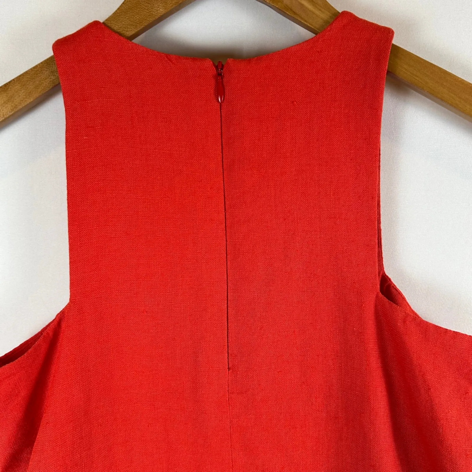 Emerson Fry Red Cutout Mod Linen‎ Sleeveless Mini Dress Pockets XXS - Image 7