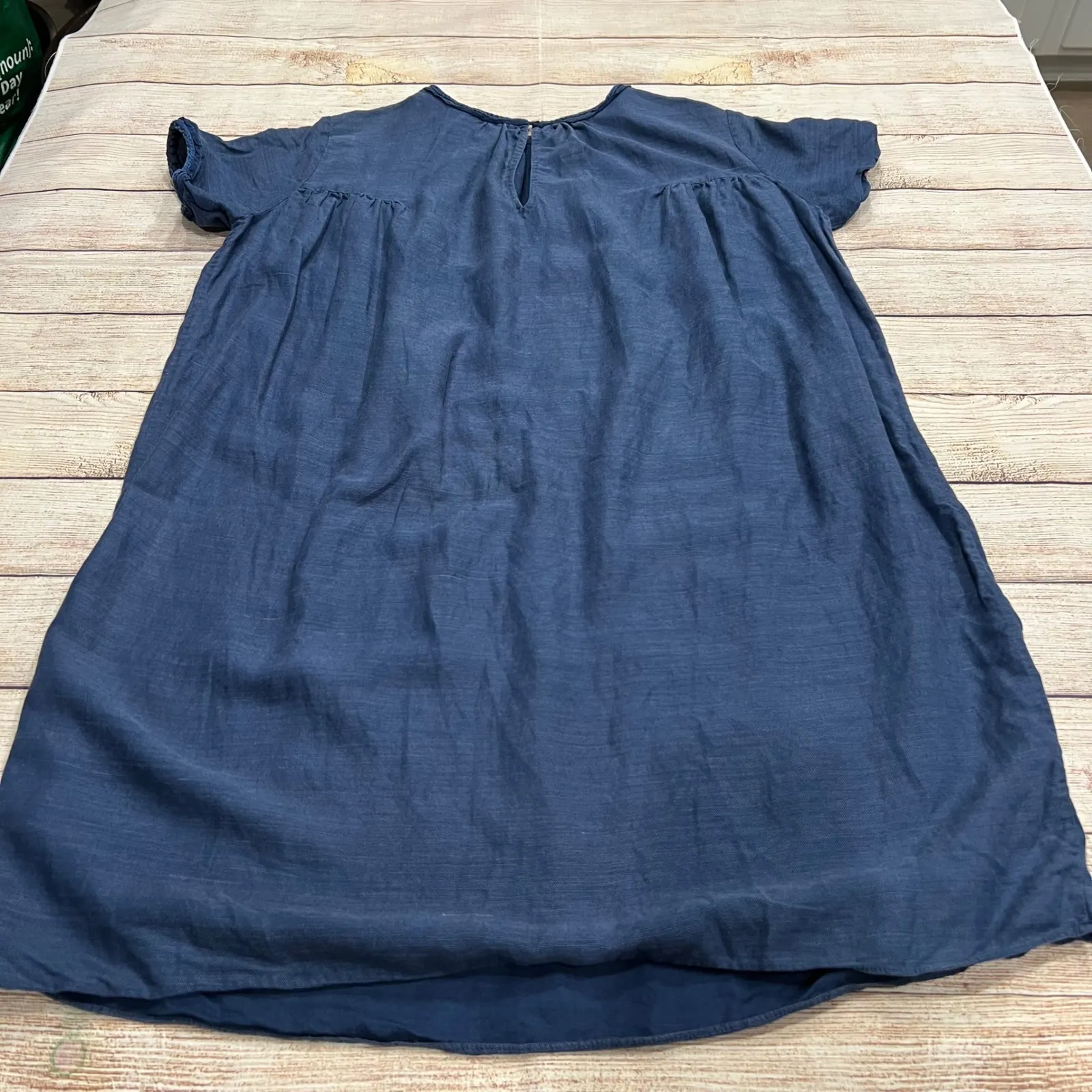 Aritzia Wilfred Le Fou Blue Linen Blend Tunic Dress Size S Short Sleeve Casual - Image 8