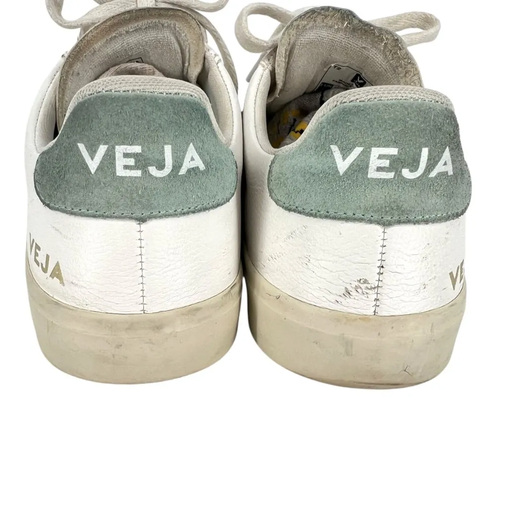 Veja Campo Sneakers Lace-up White Green Leather Suede EU 39 Size US 8 - Image 8