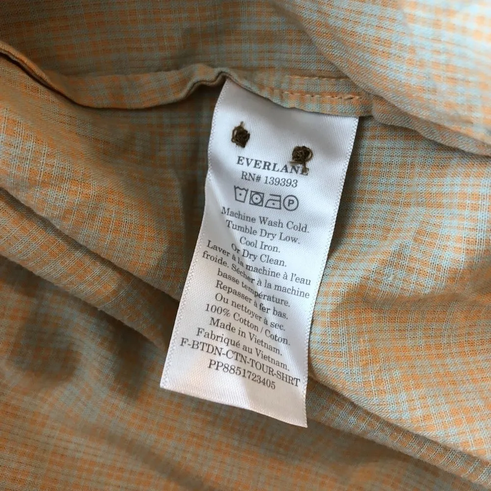 Everlane Womens The Cotton Tourist Shirt Oversized Orange Seafoam Plaid S - Image 7