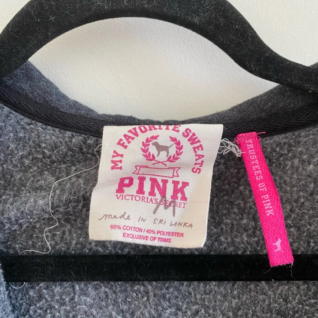 Victoria’s Secret Pink Y2K Grey Graphic Zip Up Sweatshirt Size Medium - Image 3