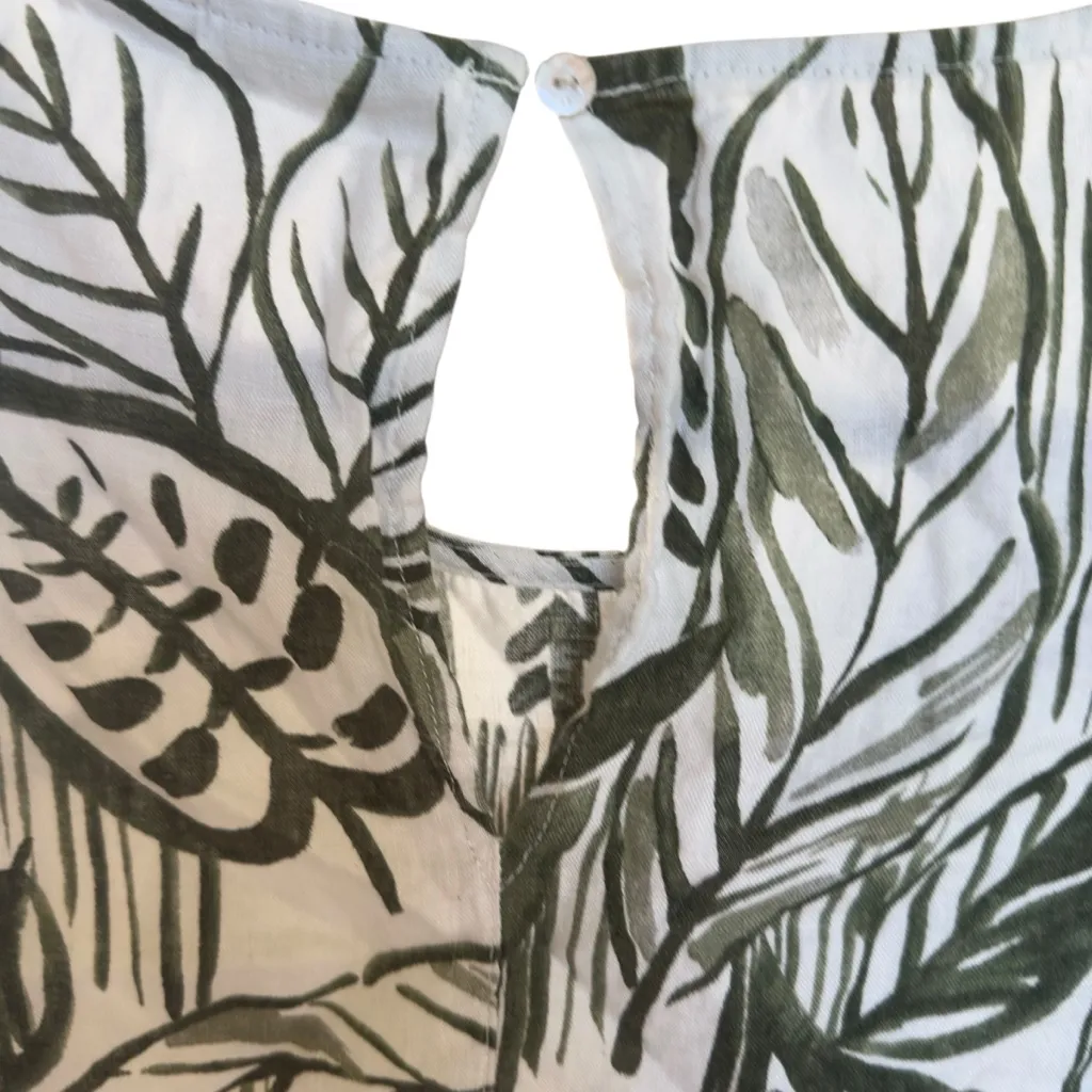 Tahari Linen Sleeveless Shift Dress Tropical Green Leaf Print Summer Resort S - Image 4