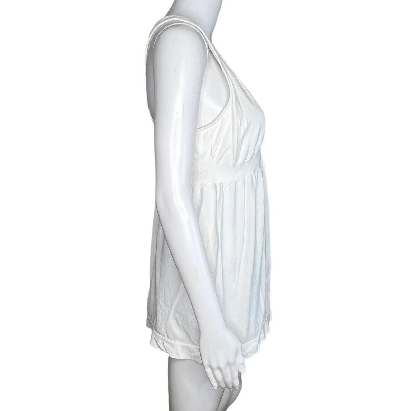 Athleta Tank Top Womens Large‎ White Racerback Empire Waist Workout Athleisure - Image 2