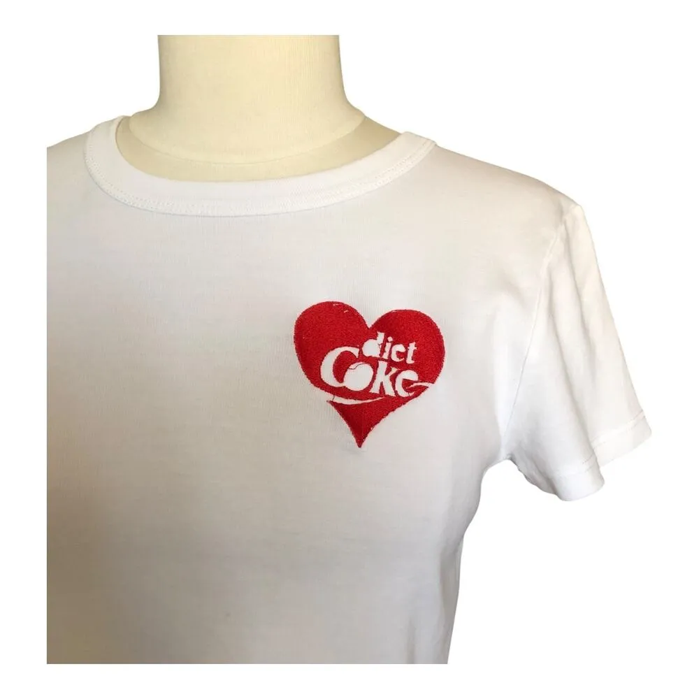 Coca Cola Diet Coke Shirt Crew Neck Short Sleeve White Cotton Women's Size Small - Image 3
