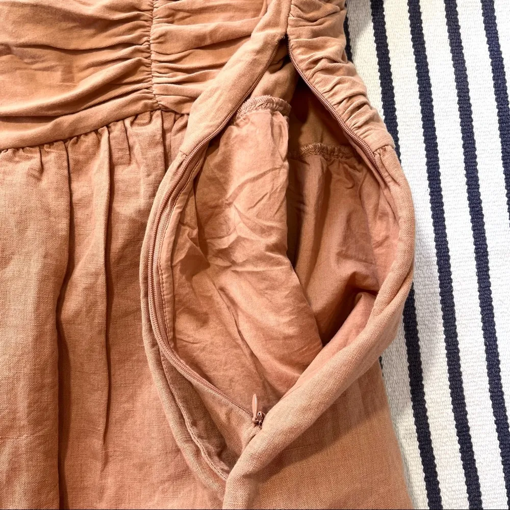 Forever That Girl Puff Shoulder Babydoll Linen Blend Mini Dress in Dusty Rose - Image 10