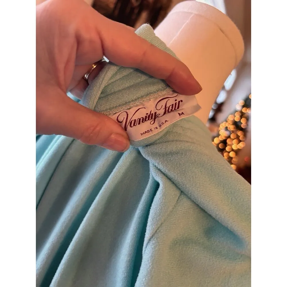 Vintage Vanity Fair Womens MEDIUM Velour Robe Soft Green Zipper grannycore - Image 6