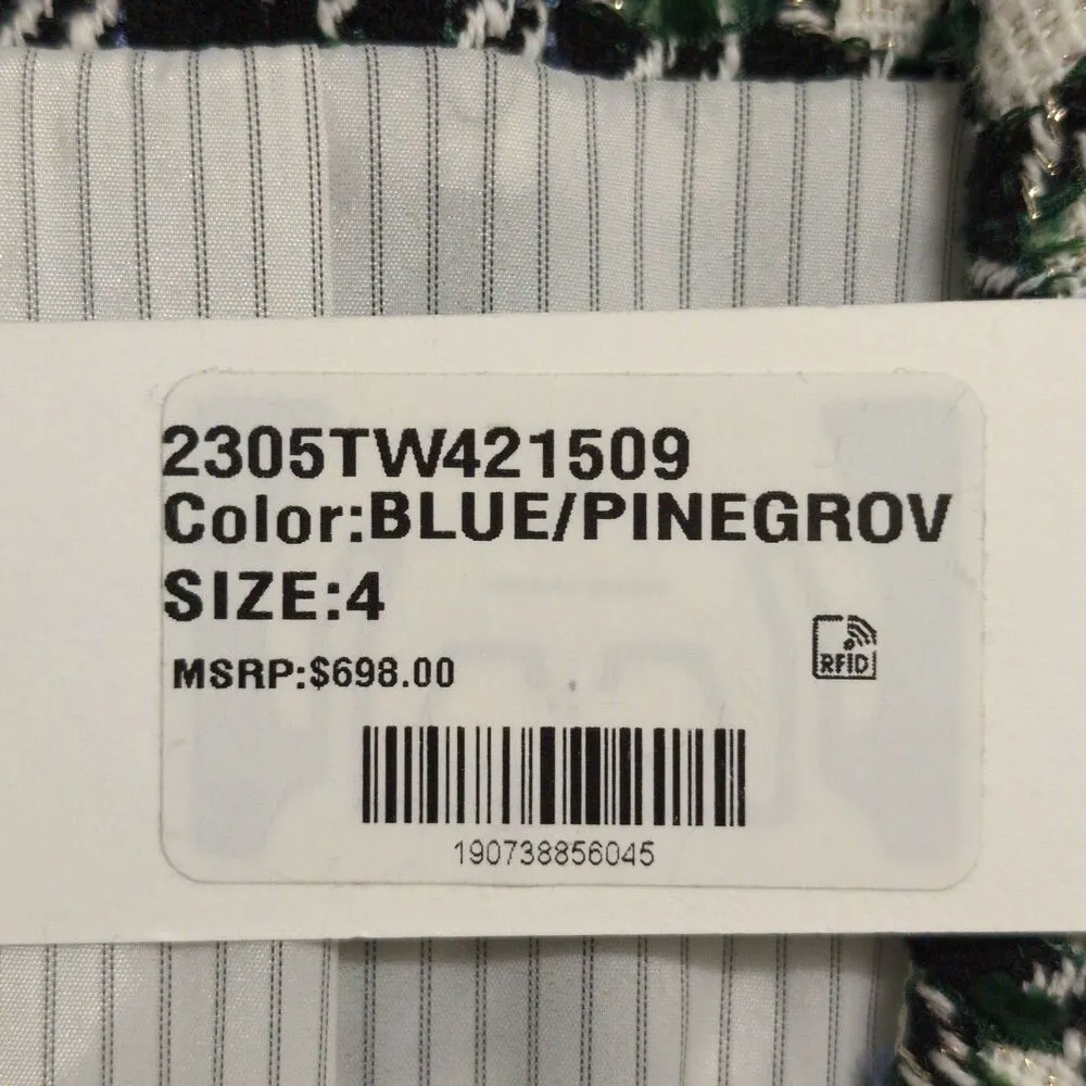 NWT Veronica Beard Diego Dickey Jacket Blue/Pinegrove Multi Professional Size 4 - Image 11