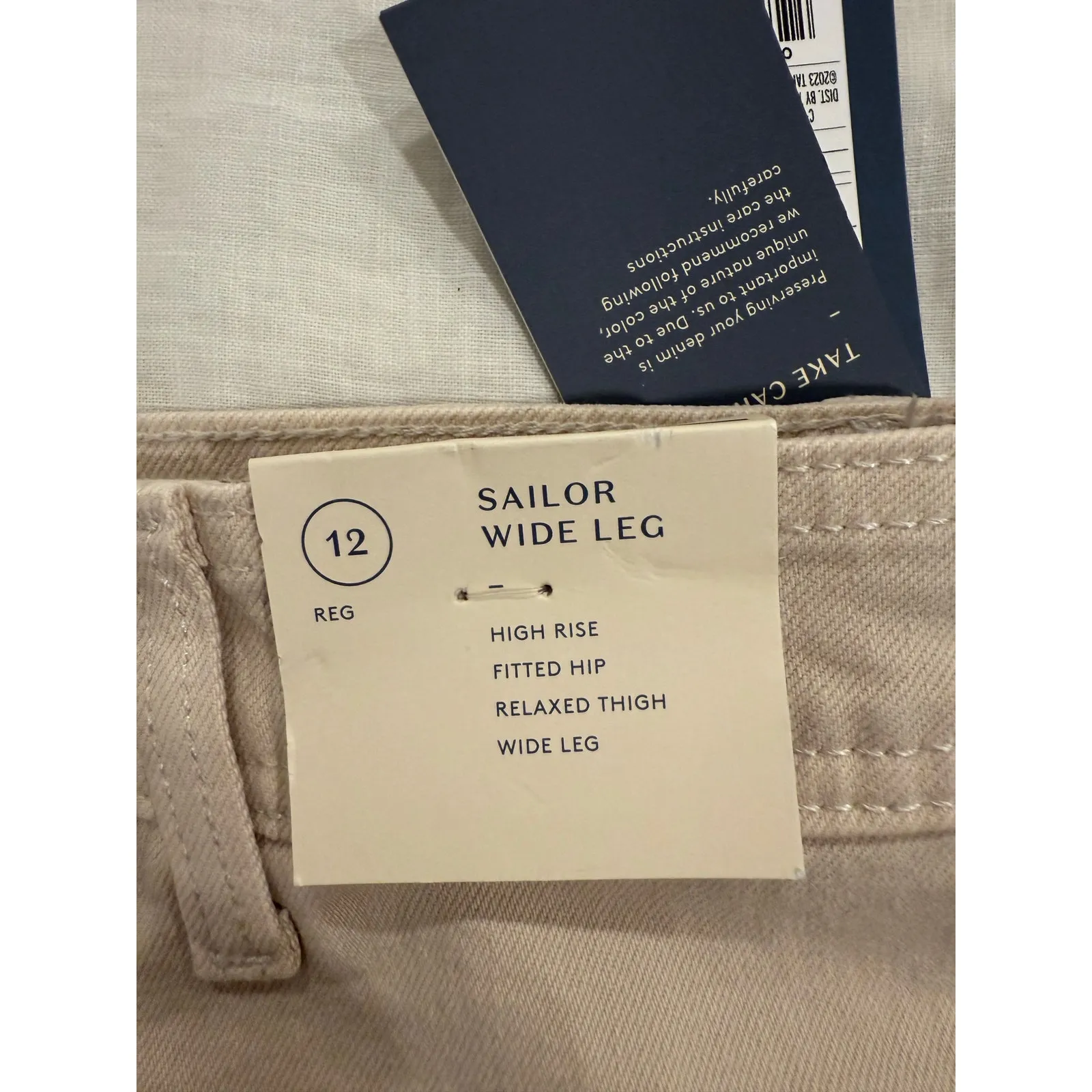 Universal Thread Ankle Jeans Womens 12 Beige Cotton Sailor Wide Leg Relaxed Fit - Image 6