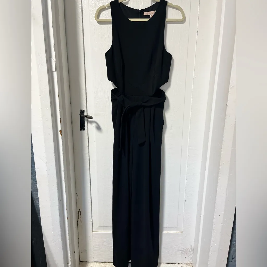 Anthropologie Hutch Cutout Wide Leg Black Jumpsuit with waist tie size medium - Image 3