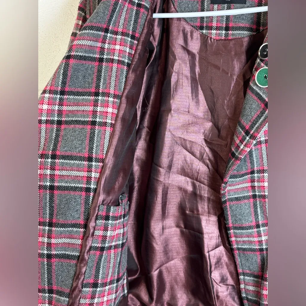 Vintage Y2K Globus Punk Rock Avril Lavigne Pink and Gray Cotton Coat Size XL - Image 9