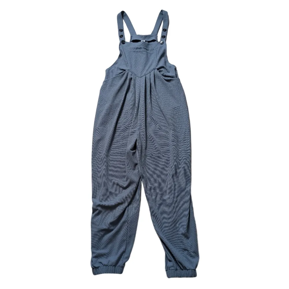 Halara Adjustable Strap Button Waffle Casual Jogger Dungarees Grisaille Medium - Image 3