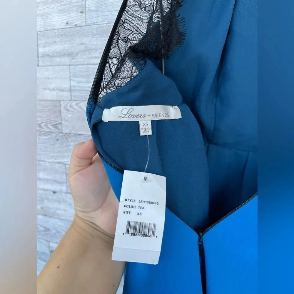 Lovers + Friends cocktail dress with contrasting scalloped lace at back and hem - Image 10