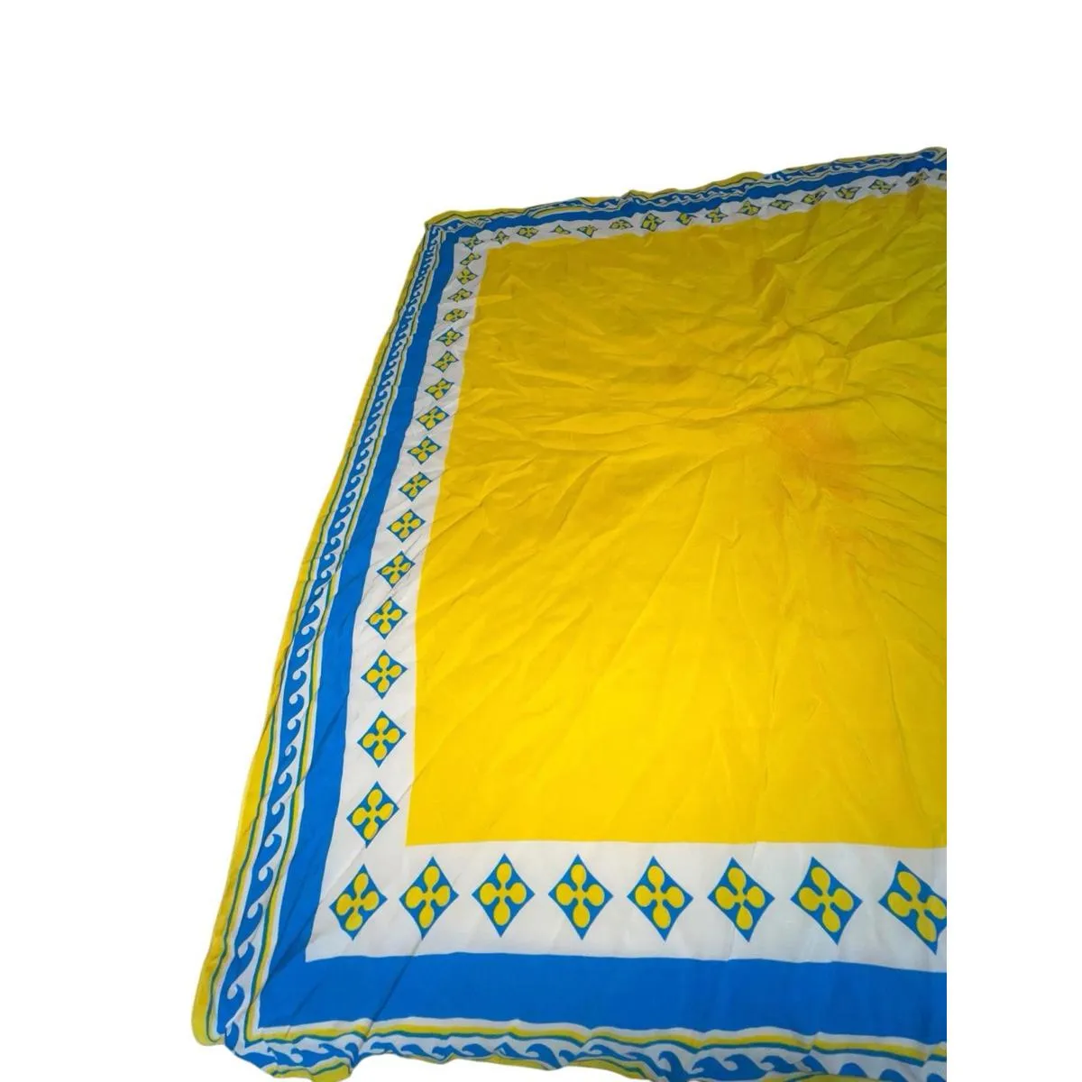 Vintage Silky Scarf Yellow Blue Geometric Square 31" Mod MCM Wear - Image 4