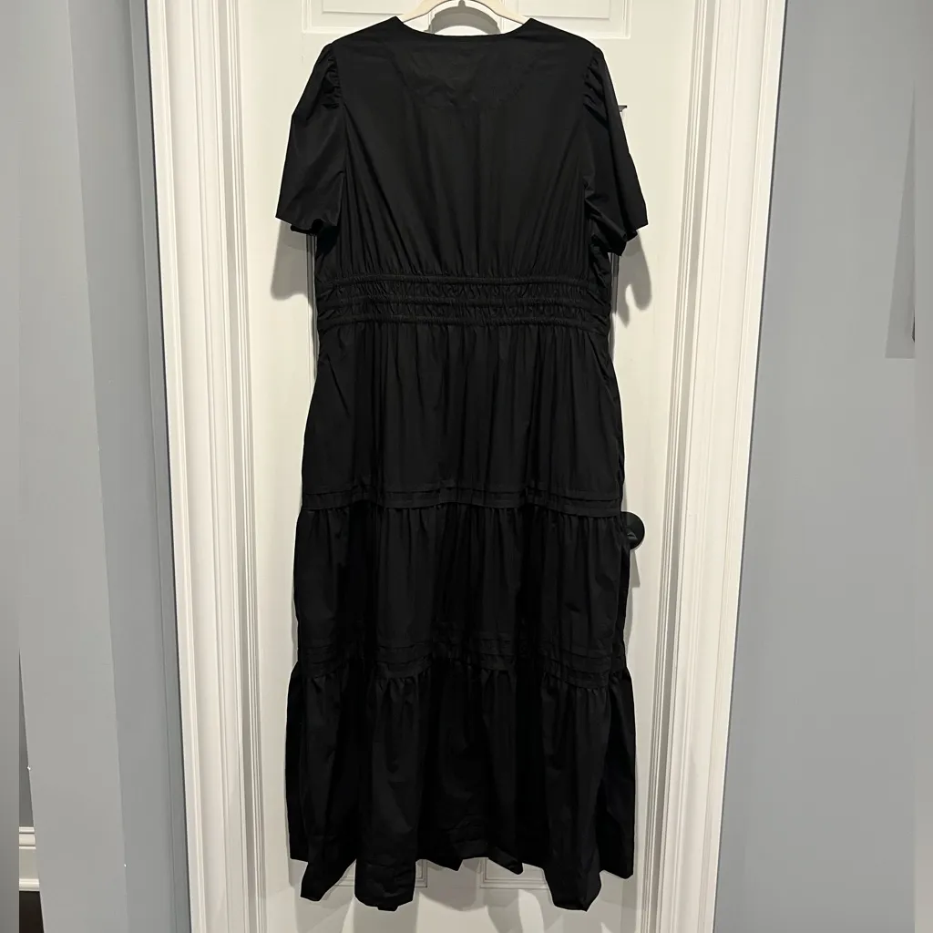 Quince Organic Cotton Poplin Tiered Maxi Dress Black XL - Image 6