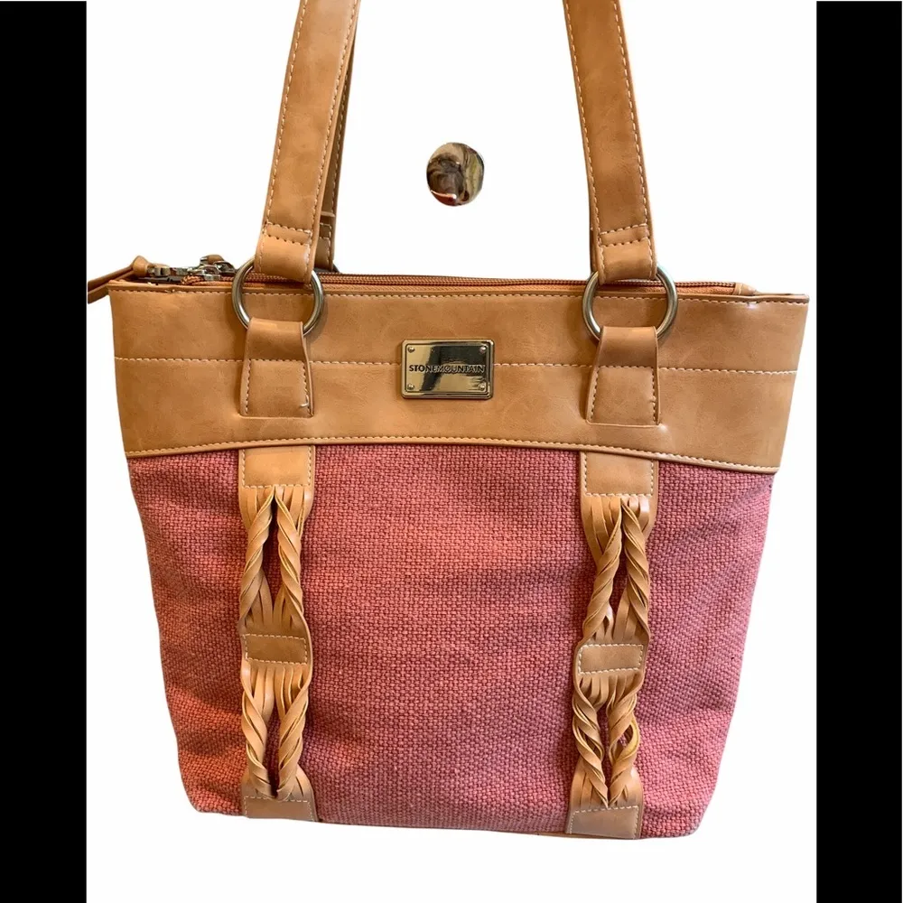 Stone Mountain Coral Fabric/Leather Shoulder Bag - Image 2
