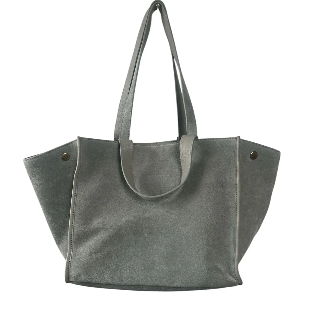Margot New York Jamee Double Handle Genuine Leather Tote Bag & Wallet in Green Blue - Image 2