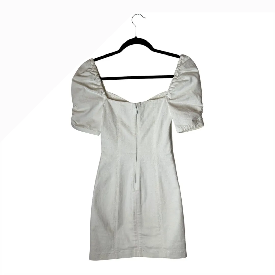 Alice+Olivia Dress Women‎ 0 White Vintage Sugar Denim Mimi Puff Sleeve Mini - Image 3