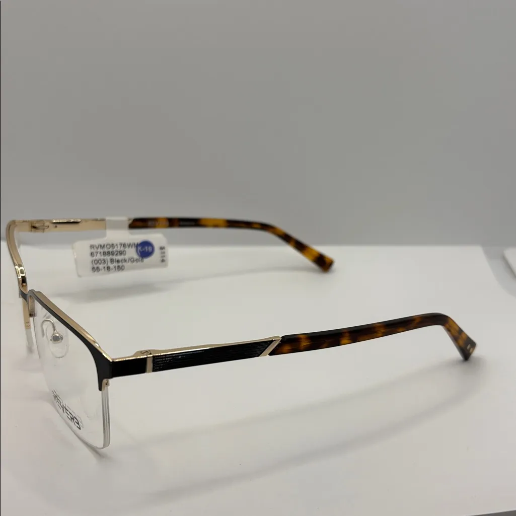 MENS Reverb gold tortoise shell METAL half rim frame 55 - Image 2