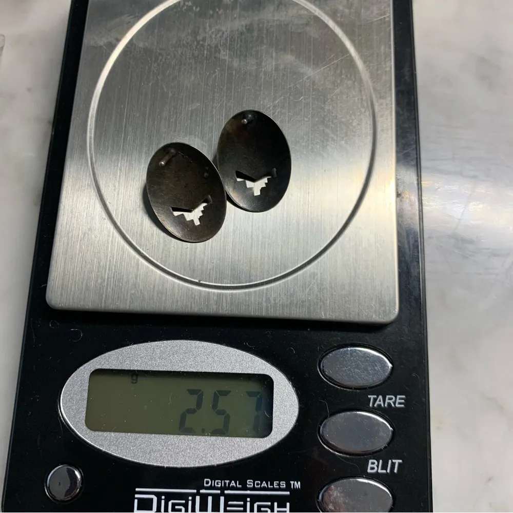 Navajo Sleeping Beauty Turquoise Sterling Silver Cut Out Earrings VTG - Image 6