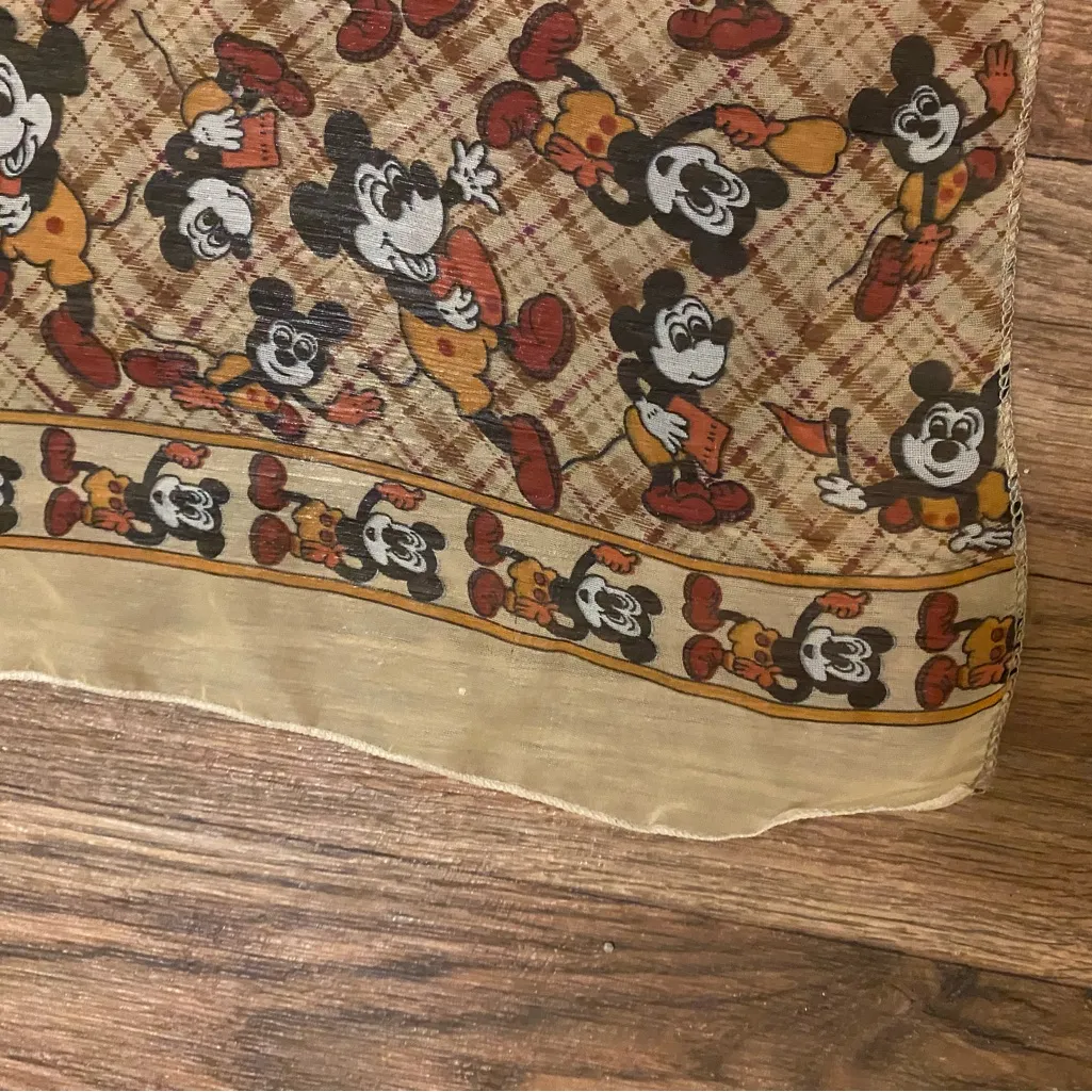 Disney Mickey Mouse 18” Square Handkerchief Scarf  Sheer Allover Print Vintage - Image 3