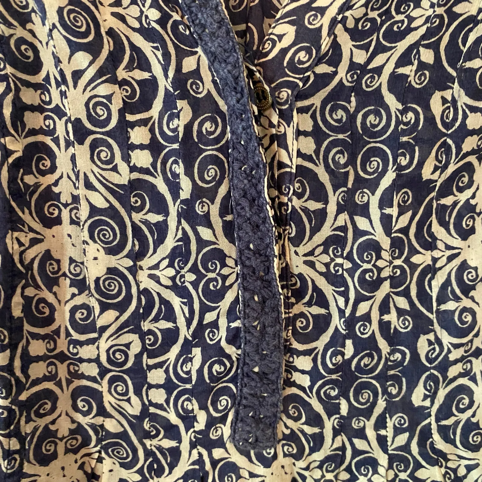 Maeve Anthropologie Abella Blue White Boho Flowy Blouse Cotton Women's size 2 - Image 5