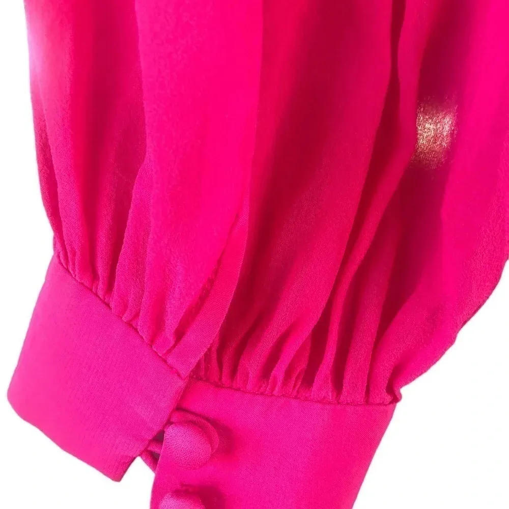 Dianne Von Furstenburg pink silk long sleeve blouse Top Glam Holiday party - Image 10