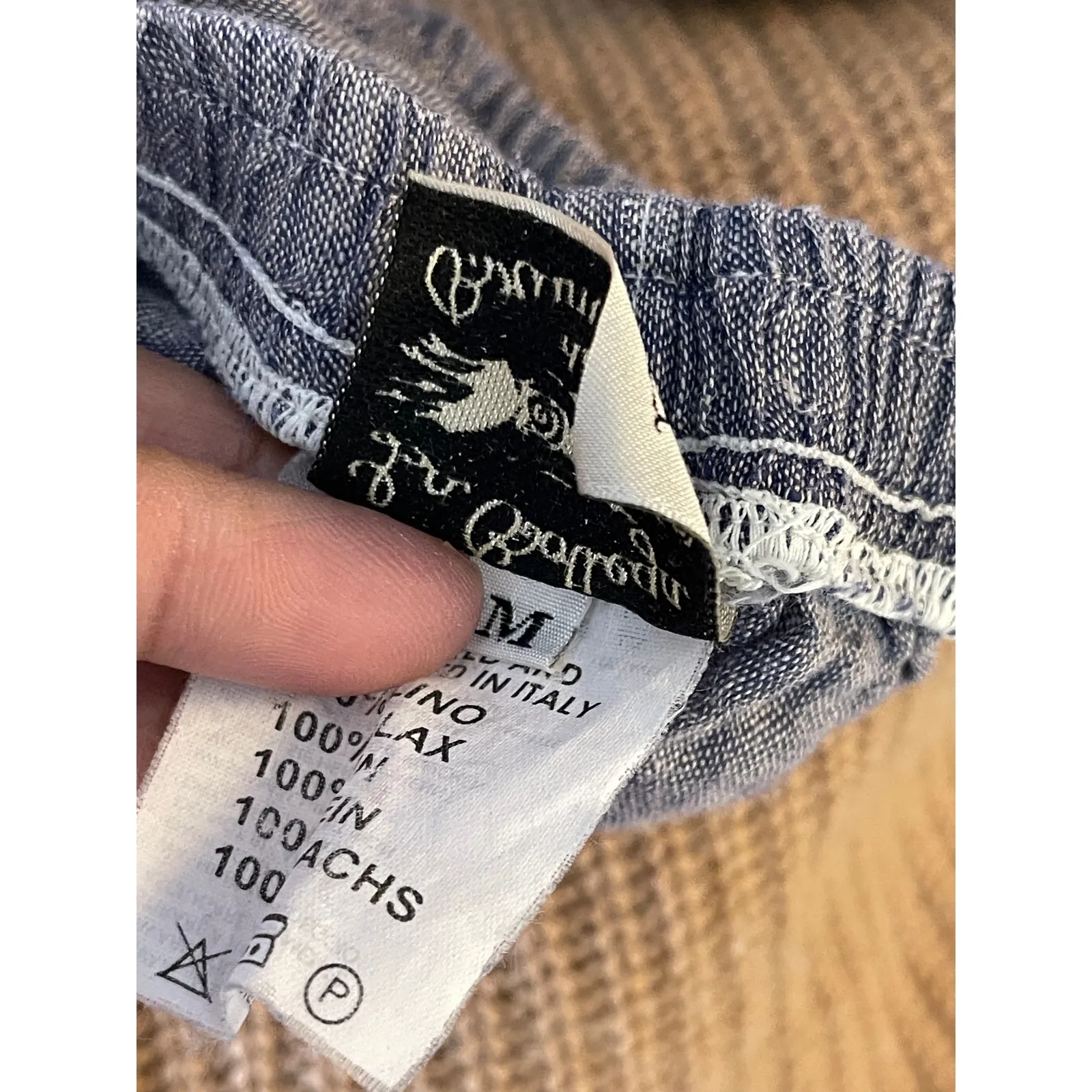 La Bottega di Brunella 100% Linen Tulip Hem Cropped Pants Womans Medium Blue - Image 9